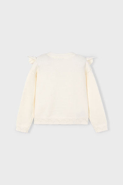 girls pointelle inset sweater
