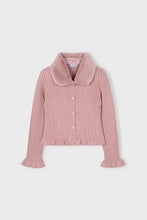 Load image into Gallery viewer, girls removable fur collar cardigan
