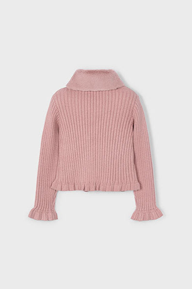 girls removable fur collar cardigan