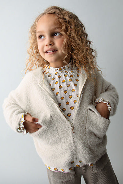 girls fuzzy hoodie cardigan