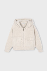 girls fuzzy hoodie cardigan