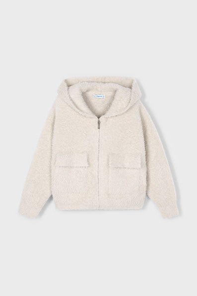 girls fuzzy hoodie cardigan