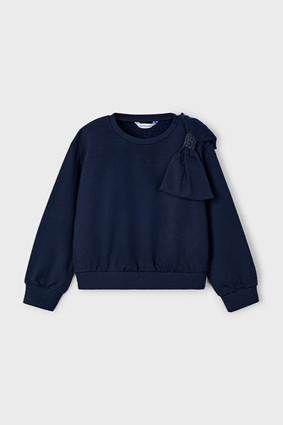 girls bow shoulder sweatshirt