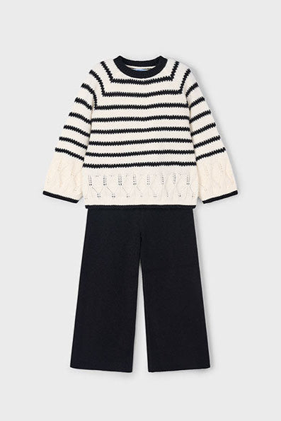 girls stripe sweater + knit pant set