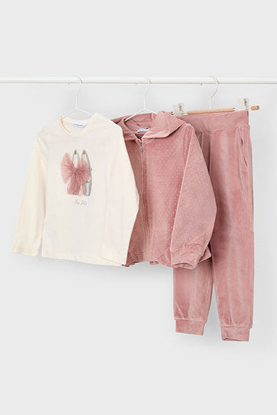 girls 3pc velour ballet tracksuit