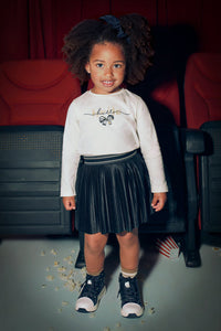 girls pleat satin skirt