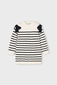 girls stripe bow shoulder sweater dress