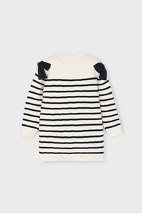 girls stripe bow shoulder sweater dress