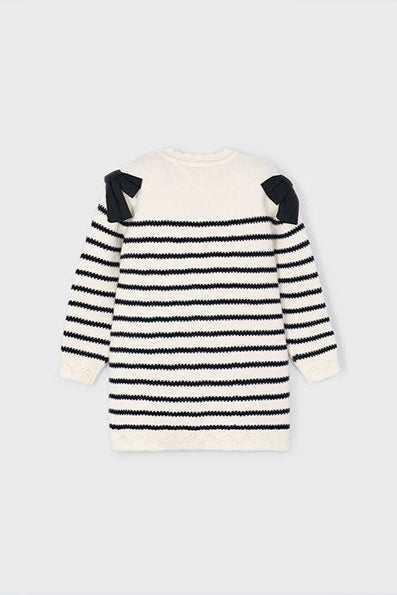 girls stripe bow shoulder sweater dress