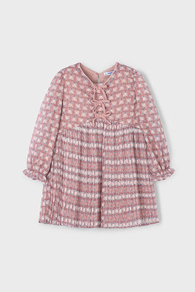 girls pleat print chiffon dress
