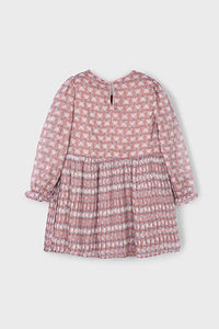 girls pleat print chiffon dress