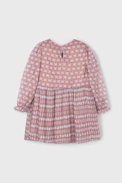 girls pleat print chiffon dress