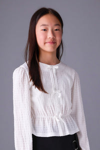 tween bow crinkle top