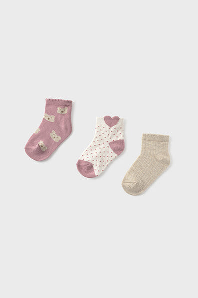 mini girls 3 pair bear socks
