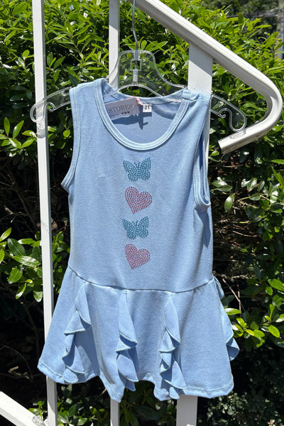 girls butterfly hearts tank dress