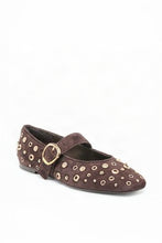 Load image into Gallery viewer, Suede Studded Mary Jane Shoe
