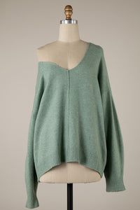 marled v neck sweater