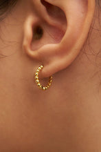 Load image into Gallery viewer, 18k gold beaded hoop
