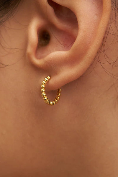 18k gold beaded hoop