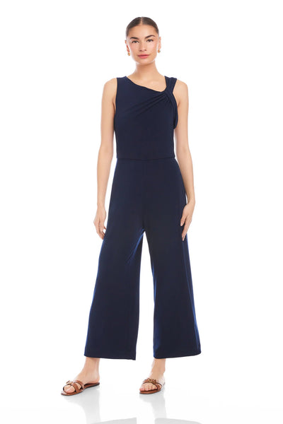 jersey twist neck crop jumpsuit