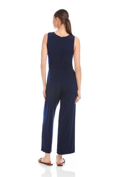 jersey twist neck crop jumpsuit