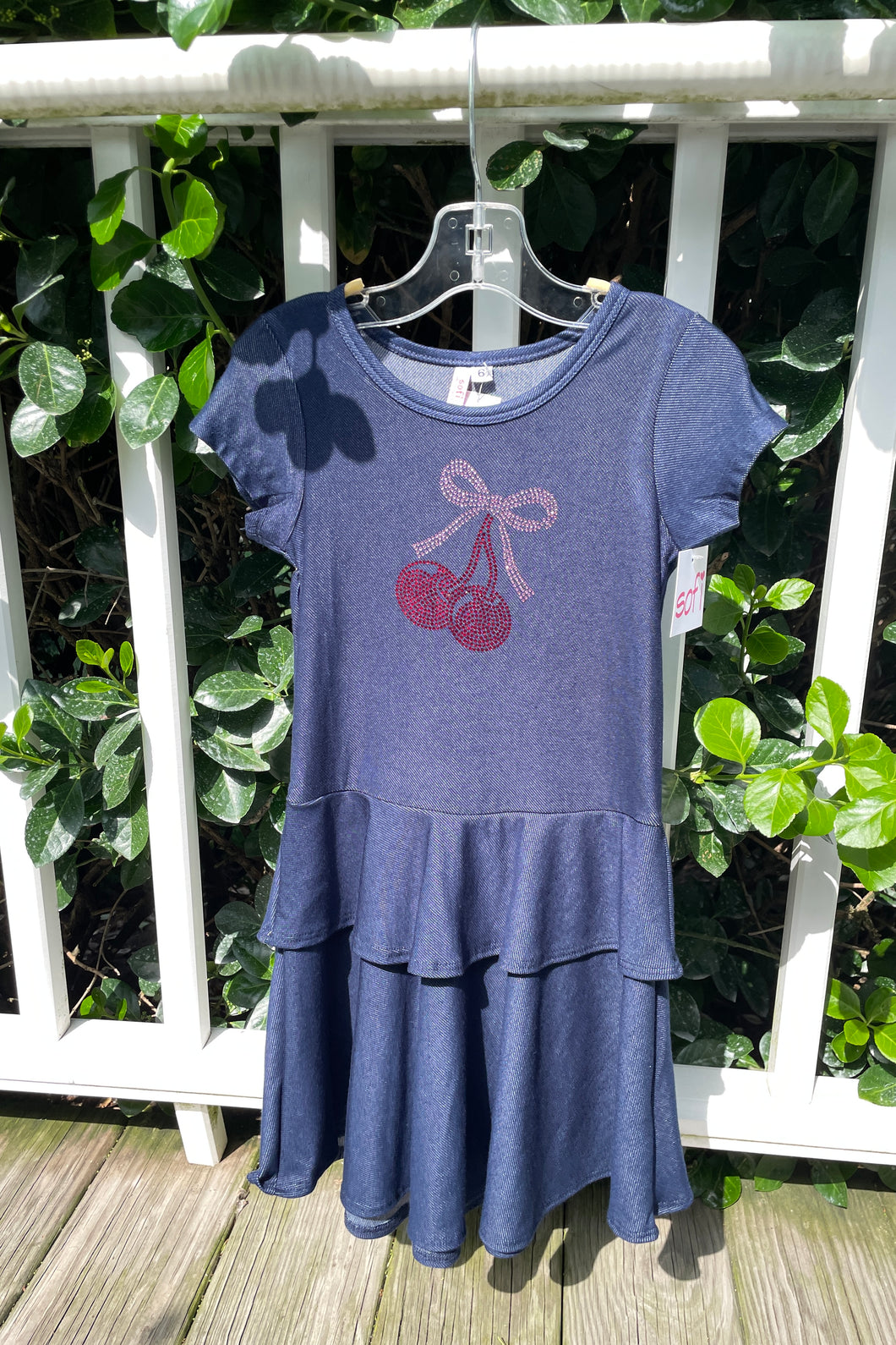 girls ruffle cherry bow dress