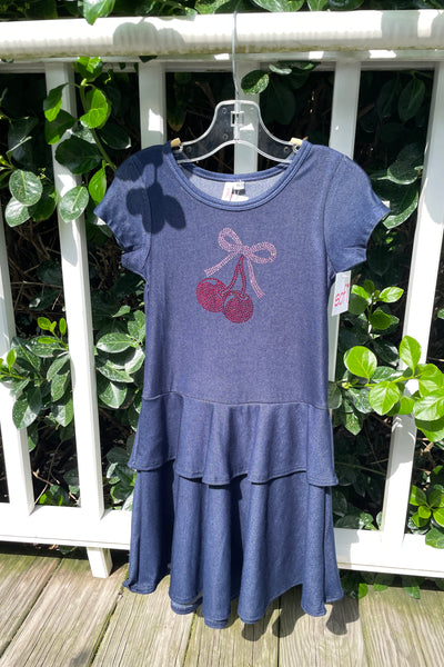 girls ruffle cherry bow dress