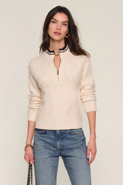 1/2 zip contrast neck sweater