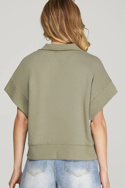 1/2 zip short sleeve sweatshirt