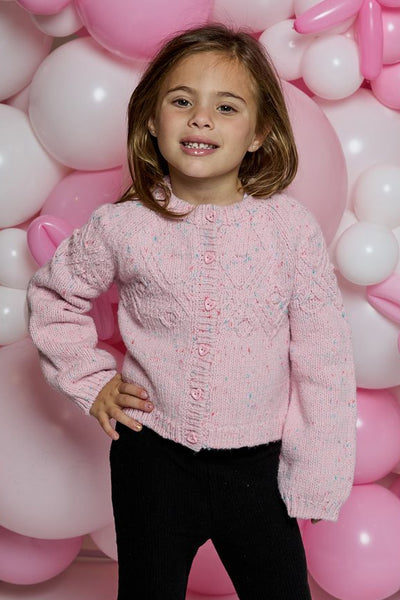girls heart button marled cardigan