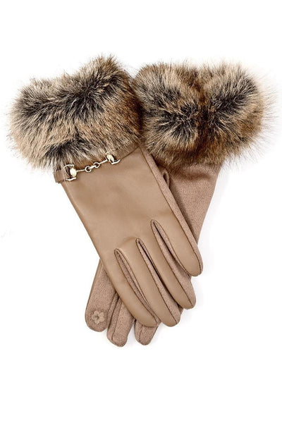 faux leather + fur gloves