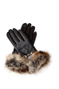 faux leather + fur gloves