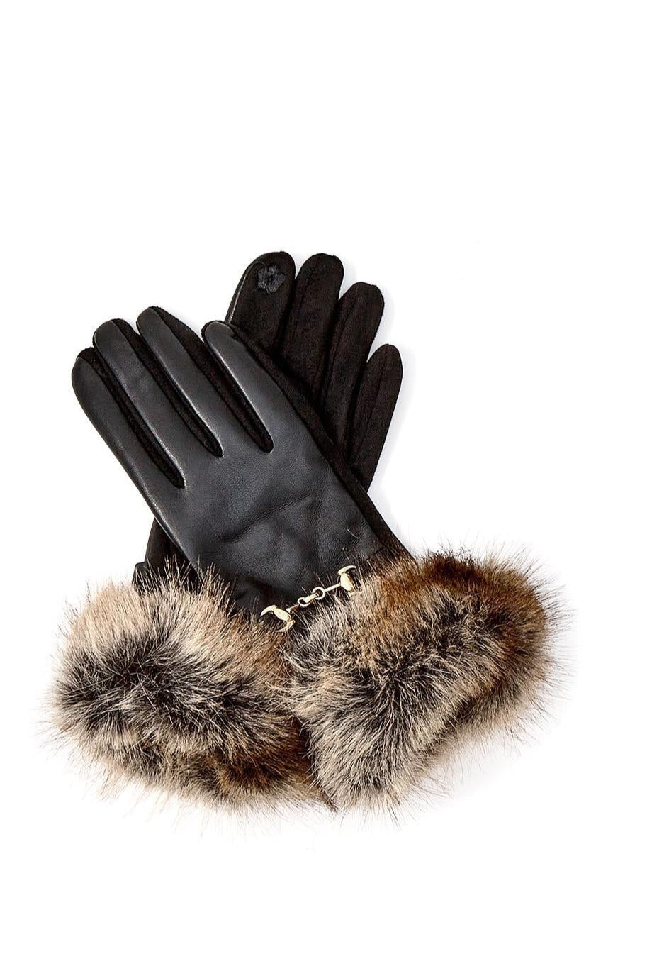faux leather + fur gloves