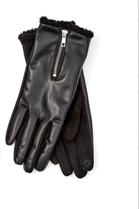 faux leather zip gloves