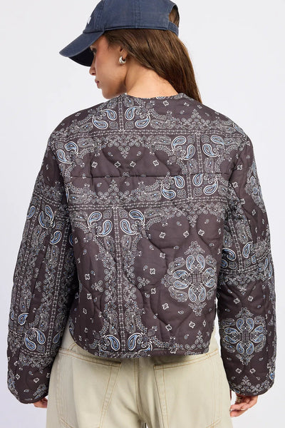 Quilted Paisley Boxy Jacket