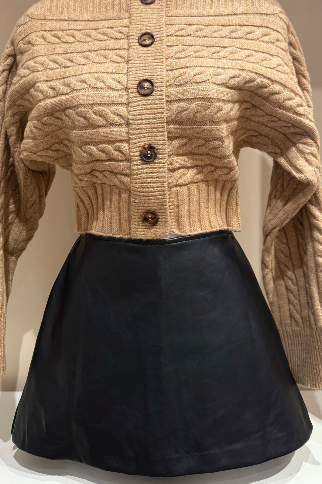 faux leather slit mini skort