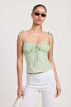 Load image into Gallery viewer, embroidered tie shoulder top
