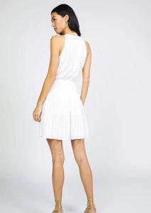 halter split neck smock waist dress