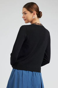 lace trim v neck sweater