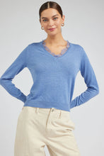 Load image into Gallery viewer, lace trim v neck sweater
