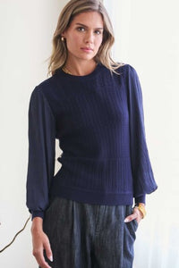 woven sleeve sweater