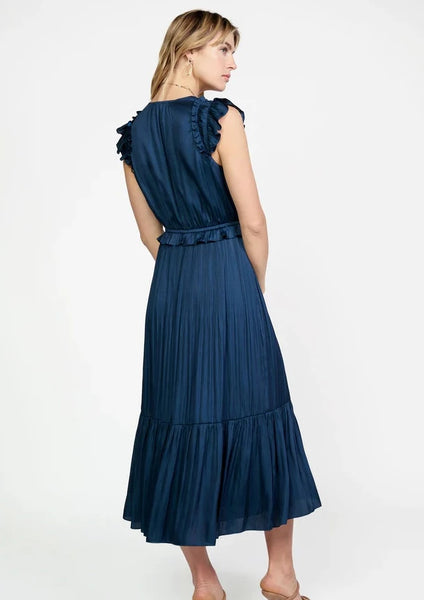 flutter sleeve v neck midi dress