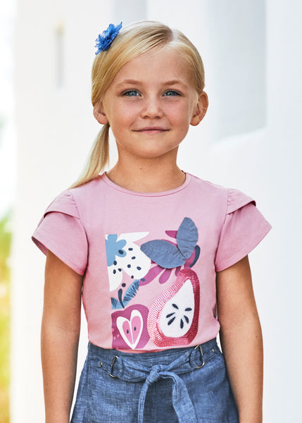 girls sequin pear tee