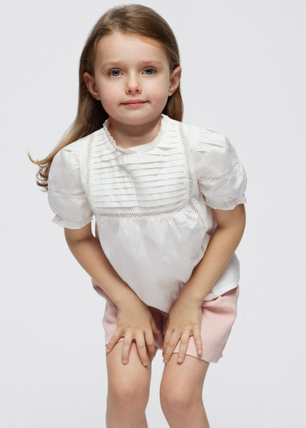 girls crochet trim poplin blouse