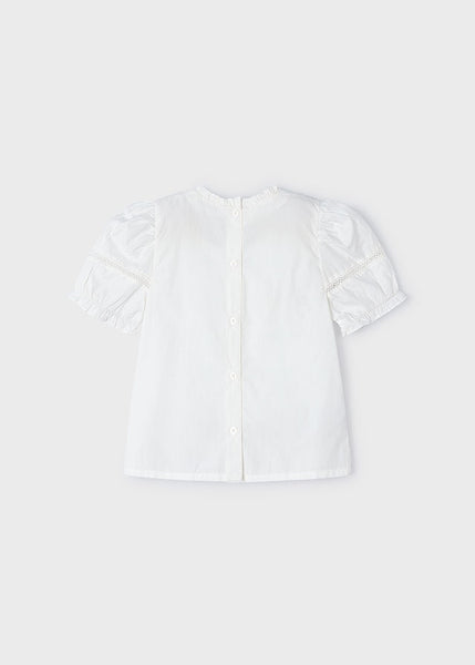girls crochet trim poplin blouse
