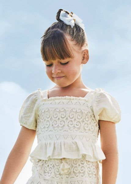 girls lace smock top