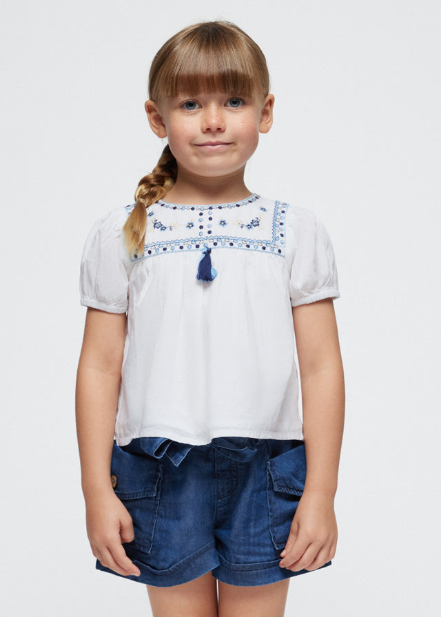 girls embroidered short sleeve