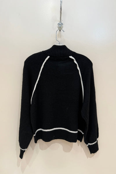 contrast half zip sweater