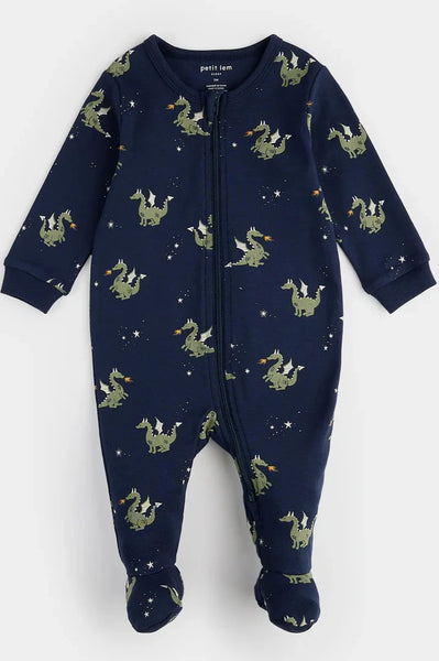 baby dragon print footie