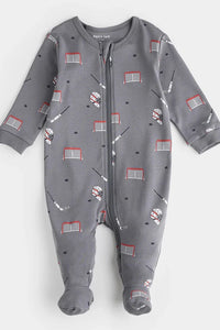 baby hockey print footie